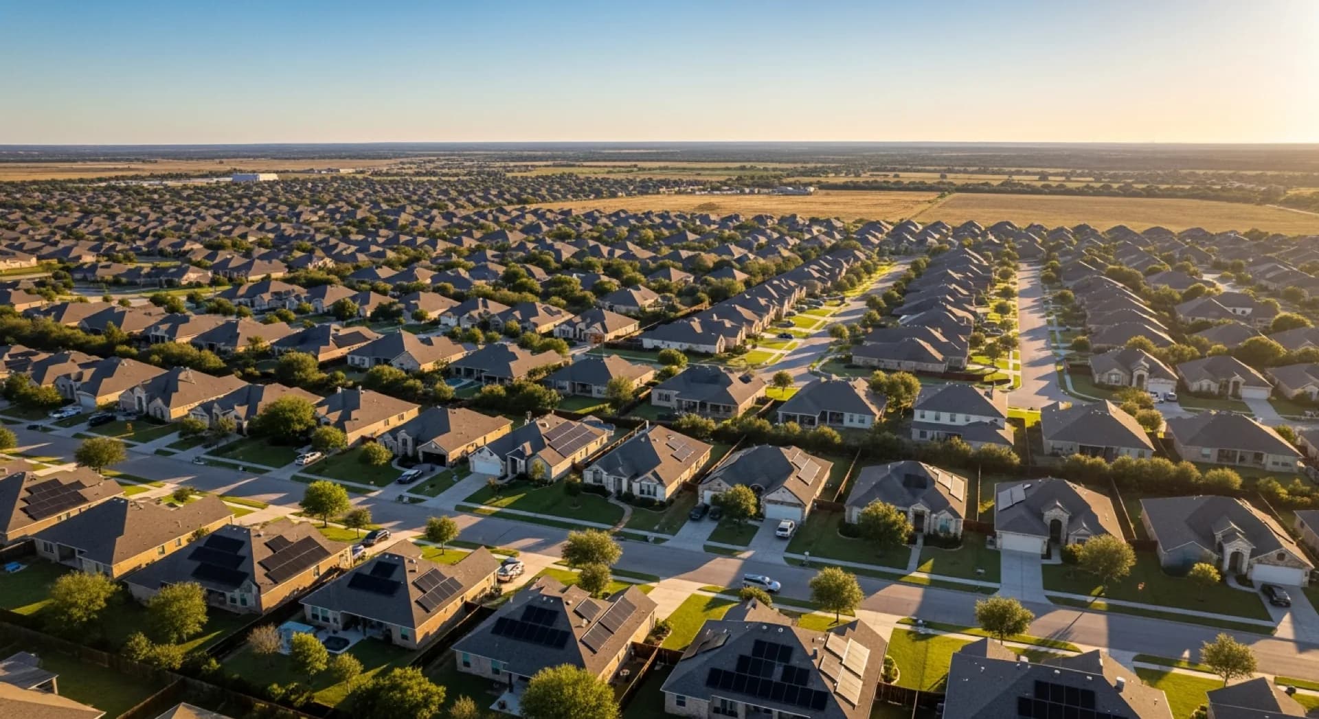 Texas neighborhood with solar panels — Frisco service area